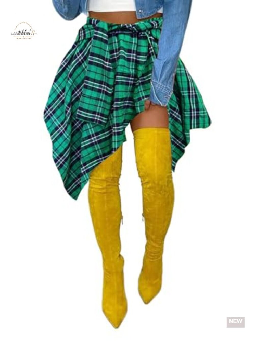 Womens Plaid Mini Skirt High Waist Tie Front Pleated A-Line Skort Streetwear
